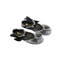 Rotosw Girls Flats Bowknot Обувки за рокли Униформа Mary Jane Sandals Леки глезен каишка принцеса обувки парти ежедневно черно