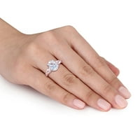 Миабела Дамски КТ лед Аквамарин круша шлифован Морганит диамант акцент стерлинги Сребърен 3-каменен пръстен