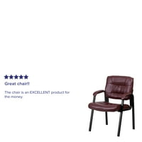 Флаш мебели Бордо кожа Софт изпълнителен страна прием стол с черна метална рамка