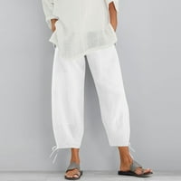 Royallove панталони за жени ежедневни летни плътни цветове еластичен памук с висока талия и спално бельо панталони панталони