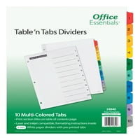 Офис основни таблица и раздели Разделители, Съдържание, многоцветни раздели, 1- раздели, набор