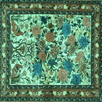 Ahgly Company Indoor Rectangle Animal Turquoise Blue Traditional Area Rugs, 8 '12'