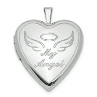 Първичен сребърен сребърен полиран Медальон на ангелското ми сърце с кабелна верига Форзантина