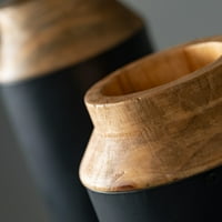Sullivans Wood Vase с черен комплект за опаковане от 2, 14 H & 12 H черно