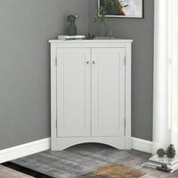 Docooler White Color триъгълник шкаф за съхранение на баня с регулируеми рафтове, свободно стоящ шкаф за пода за домашна кухня