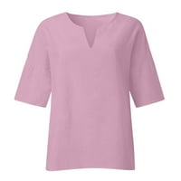 INLeife дамски тениски ръкави мода Summer V Neck Women's Leisure Three-Quarter Luse Solid Tops