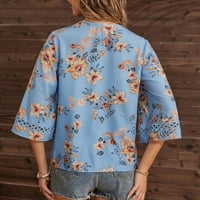 Женска риза V -тера на флорални отпечатани отпечатани отпечатъци от ръкави за ръкав панел с ръкав с ръкав с къси ръкави с къси ръкави