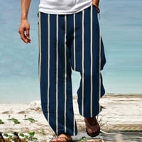 Мъжки модерни еластични талии летни панталони Rlaxed Fit Graphic Print Небрежни панталони на открито светло синьо размер l