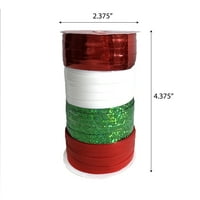 Метална празнична лента за къдрене, зелена, червена и бяла, във ФТ
