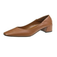 Tenmi Womens Pumps се плъзга на високи токчета квадратни обувки с пръсти Обувки Кокетни пети Дами комфорт модна каки 8.5