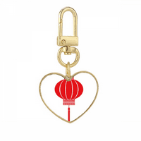 Червен традиционен китайски модел златно сърце ключодържател за метал