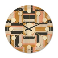 Дизайнарт' Абстрактен ретро геометричен дизайн ' модерен дървен стенен часовник от средата на века