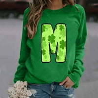 Gotyou Women's Fashion Casual Long Loneve Saint Patrick's Day Printing Round Neck Pullover Sweatshirts Top Blouse Green XL