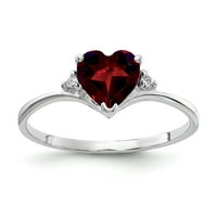 Първичен златен karat White Gold Heart Garnet и VS Diamond Ring