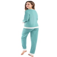 Уникални сделки Дамски кръг врата меки шезлонги с панталони пижама комплекти спално облекло