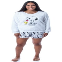 Фъстъци за жени Snoopy and Woodstock пуловер и къси панталони пижама