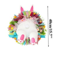 Toyfunny reeaths Bunny с розово зайче бяло великденска врата на Великден за предни форми Венец Декорация Уши сладък анимационен