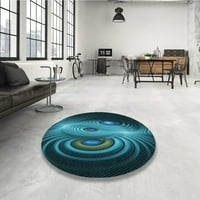 Ahgly Company Indoor Round Chargeted Deep Teal Green Area Rugs, 6 'Round