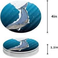 Подводен свят кит комплект от кръгъл кабинет за напитки, абсорбиращи керамични каменни камъни чаша постелка с коркова основа за