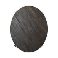 Дизайн на подписа от Ашли Джиленхърст Индустриална кръгла масичка за кафе с дървен плот от манго, тъмнокафяв