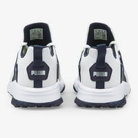 Мъжки Puma Fusion Evo Spikeless Golf Shoes Puma White Navy Blazer 9. M