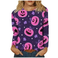 Strungten Halloween Fashion Mashion Casual Longleve Print Round Neck Pullover Top Blouse дамски ризи