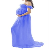 Юлис бременна дамска майчинство от рамо макси рокля фотография снимка дълга рокля