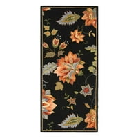 Челси Емет флорална вълна килим, черно, 8 '8' кръг