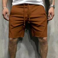 Qiaocaity летни мъжки летни къси панталони Разхлабени директни плажни средни ежедневни спортове Пет точки панталони кафяви XL