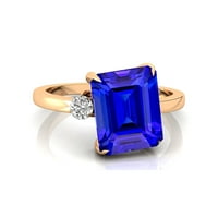 Сватбен пръстен, естествен танзанит, диамант 18k твърд златен пръстен, декември роден камък, годежен пръстен