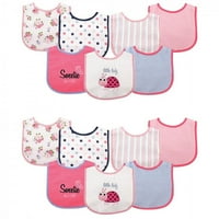 Luvable Friends Benning Girl Cotton Terry Drooler Bibs с Peva Back, Ladybug с 14 части