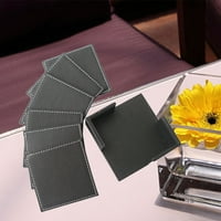 PU кожена маса мат с топлинно устойчиво квадратни каботажници за чаша стъклени съдове за хранене - черно