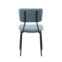 Миниям трапезарни столове комплект от 4, тапициран акцент страничен стол с гръб и хромирани крака, син