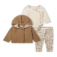 Джесика Симпсън бебе момичета Шерпа яке, Боди, и печатни панталони, комплект