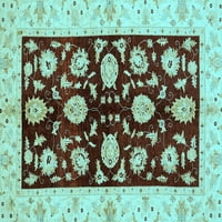 Ahgly Company Indoor Square Oriental Light Blue Traditional Area Rugs, 5 'квадрат