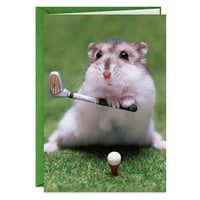 Хамстер игра на голф забавна картичка за рожден ден