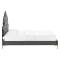 Modway Sasha Button-Tufted Performance Velvet Queen Bed в въглен