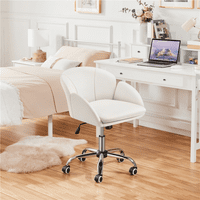 Смайлмарт модерен подвижен стол с подлакътници за домашен офис, бял