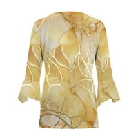 Кардиган на звънеца, леки златни жилетки за жени падат отворени предни ризи реколта флорални отпечатани върхове якета Разхлабени