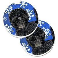 Carolines Treasures SS4649CARC Affenpinscher Winter Snowflakes Holiday Set of Cup Holder Car Coast, големи