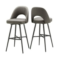 Уестън Хоум Криста метал въртящ се 29 бар столове, комплект от 2, Тъмно сив