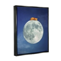 Ступел индустрии за сън нощно небе Луна графично изкуство струя черно плаваща рамка платно печат стена изкуство, дизайн от Кари