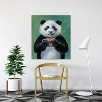 Panda Heart Hug Rainting Print на опаковано платно