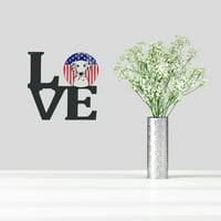 Каролини съкровища ВБ2140ВАЛВ американско знаме и Далматински метал стена произведения на изкуството любов, 12х12, Многоцветен