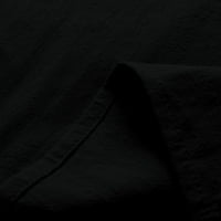 Мъжки модни ежедневни прости памучни и бельо малки тениски за ревера с дълъг ръкав с дълъг ръкав отгоре черни xl