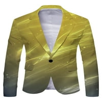 Paille Men Cardigan Jackets Solid Color Business Jacket Lapel Lead Blazer Редовно годни офиси Офис Окасер тъмно жълт L