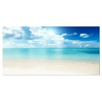 Дизайнарт 'пясък на плажа в синьо Карибско море' модерен морски пейзаж платно
