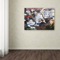 Търговски марки изобразително изкуство 'коледни котенца и всички декорации' платно изкуство от Джени Нюланд