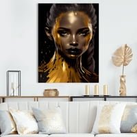 Дизайнарт чувствен течно злато жена Ив платно стена изкуство
