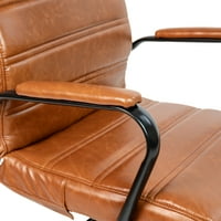 Флаш мебели висока обратно кафява кожа Софт изпълнителен въртящ се Офис стол с черна рамка и ръце